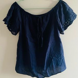 Off the shoulder navy Womens top
